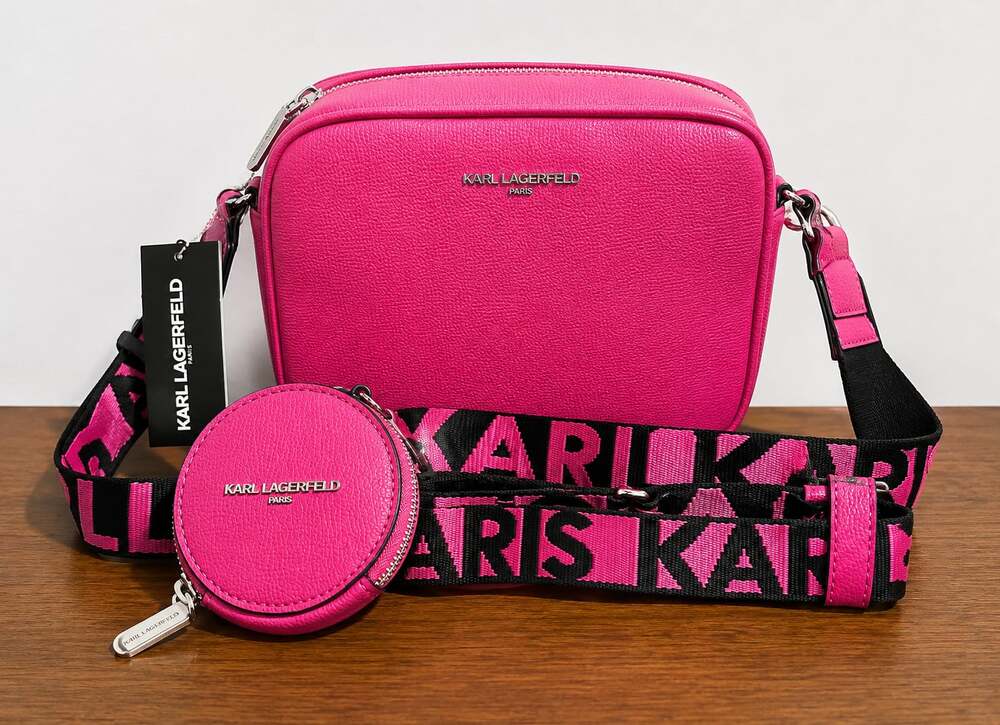 Karl Lagerfeld Paris Maybelle Camera Crossbody Bag with Pouch in Fuchsia
